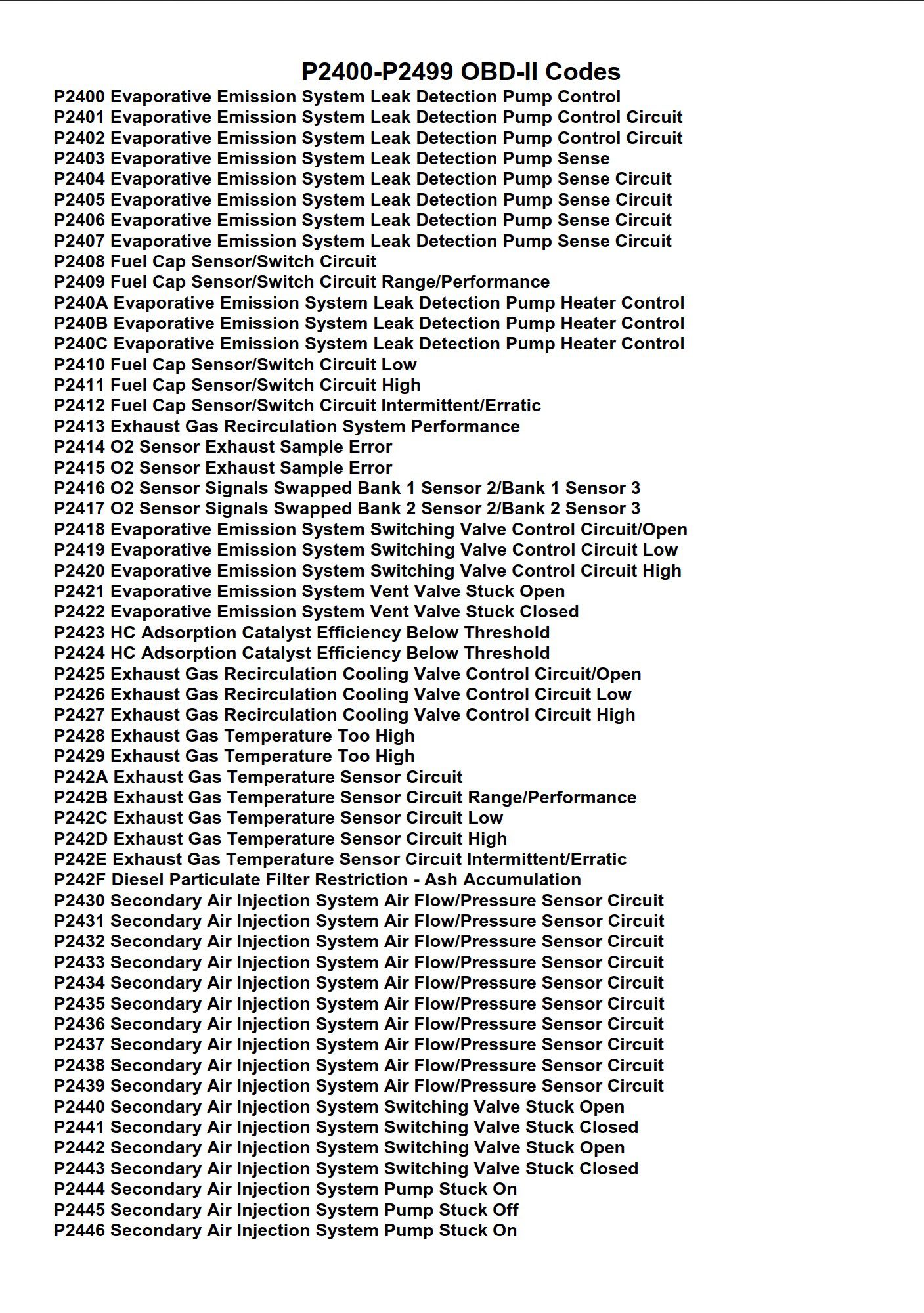 P P Obd Ii Codes Troubleshooting The Evaporative Emission