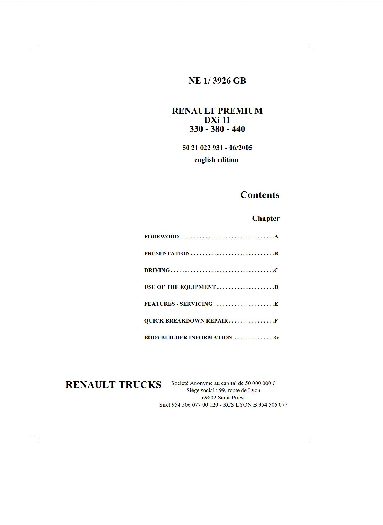 renault premium 380 dxi 11 service manual