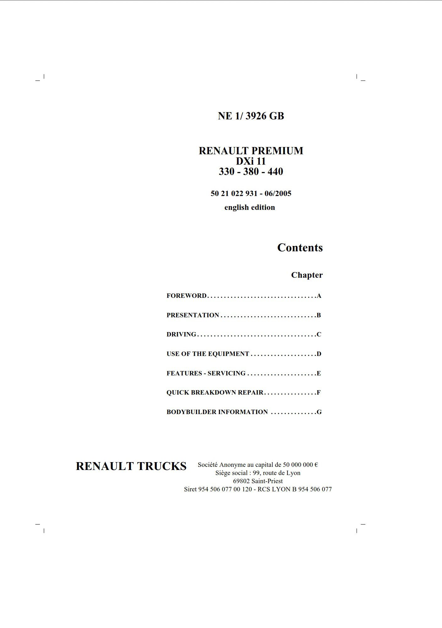 renault premium 440 dxi 11 service manual