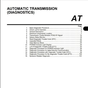 subaru forester automatic transmission fault codes dtc