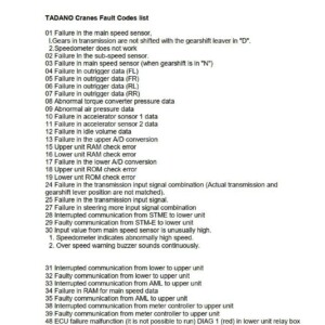 tadano cranes fault codes list