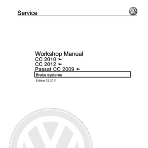 volkswagen passat cc 2009, cc 2010, cc 2012 workshop manual brake system