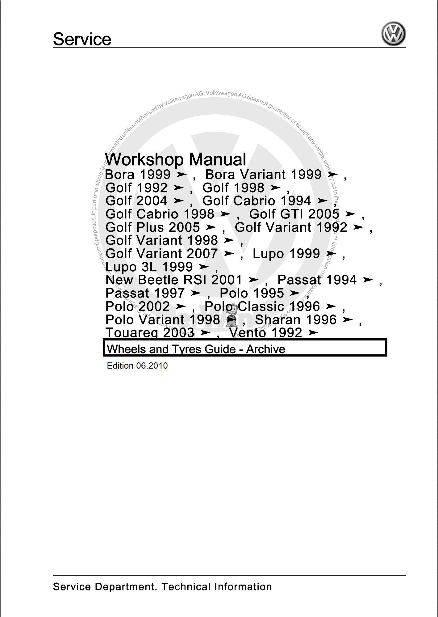 volkswagen sharan 1996 workshop manuals wheels and tyres guide
