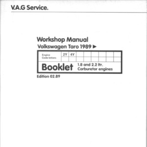 volkswagen taro 1989 workshop manual