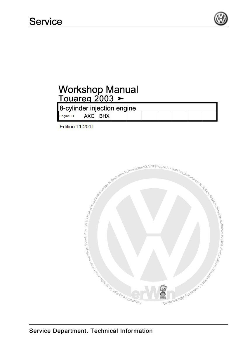 volkswagen touareg 2003 workshop manual