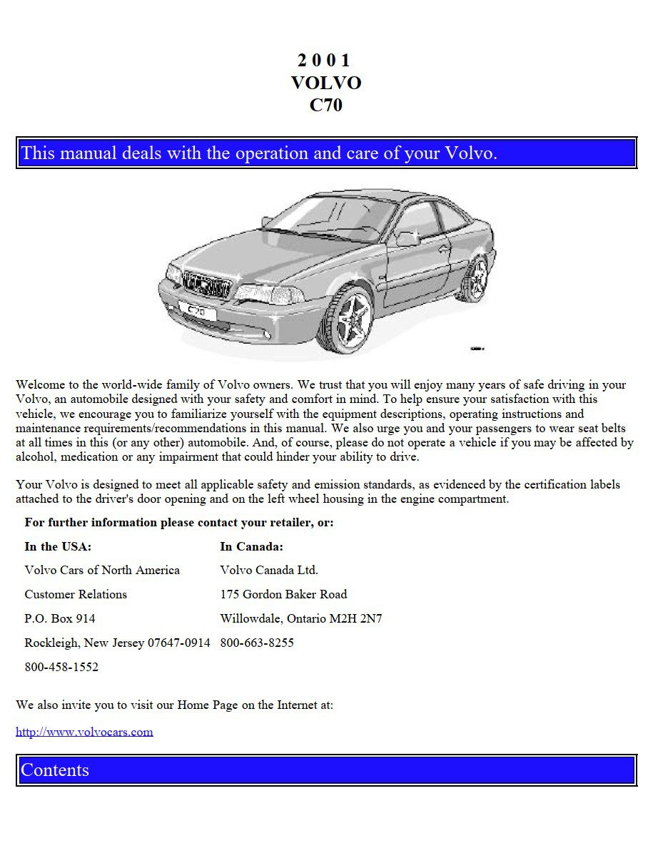 volvo 2001 c70 service and repair manual