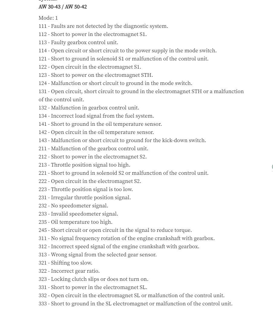 volvo all fault codes