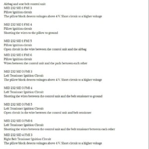 volvo mid 232 fault codes dtc