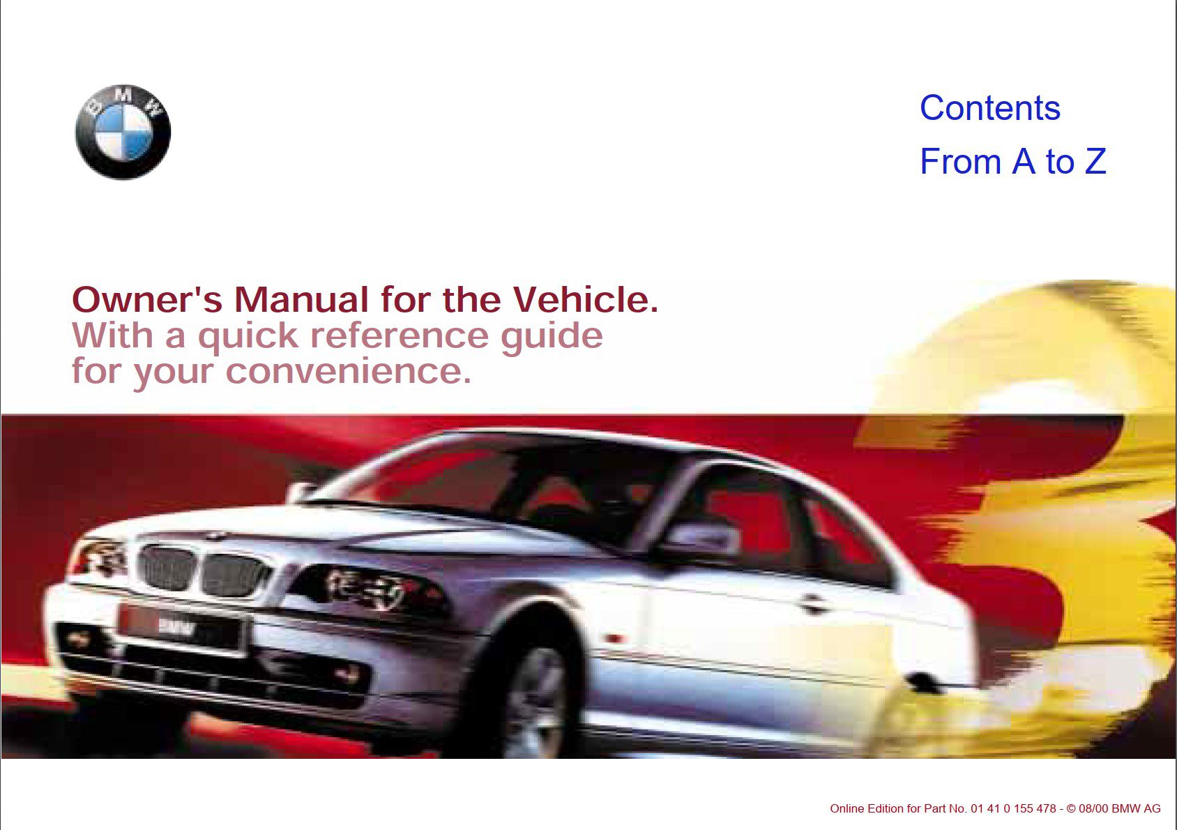 bmw 325 2001 owners manual