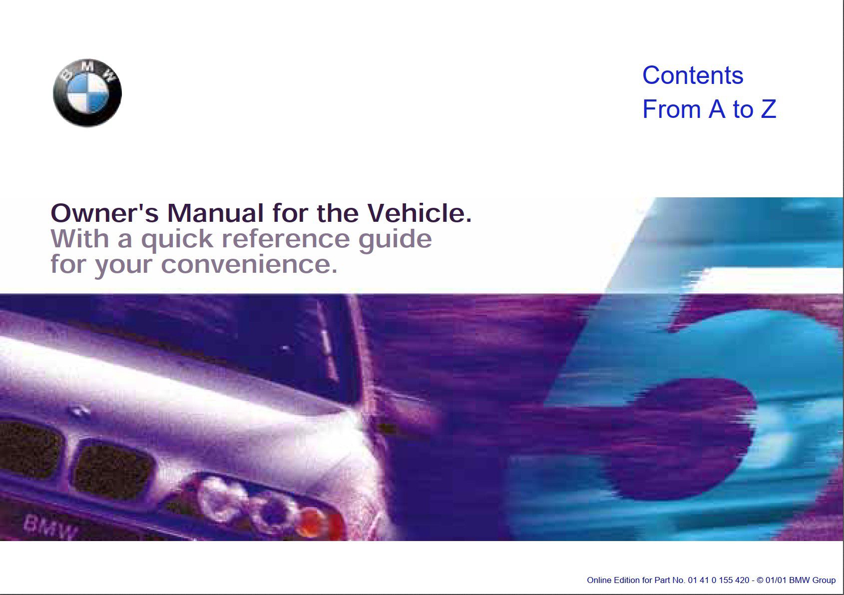 bmw 525 539 540 2001 owners manual