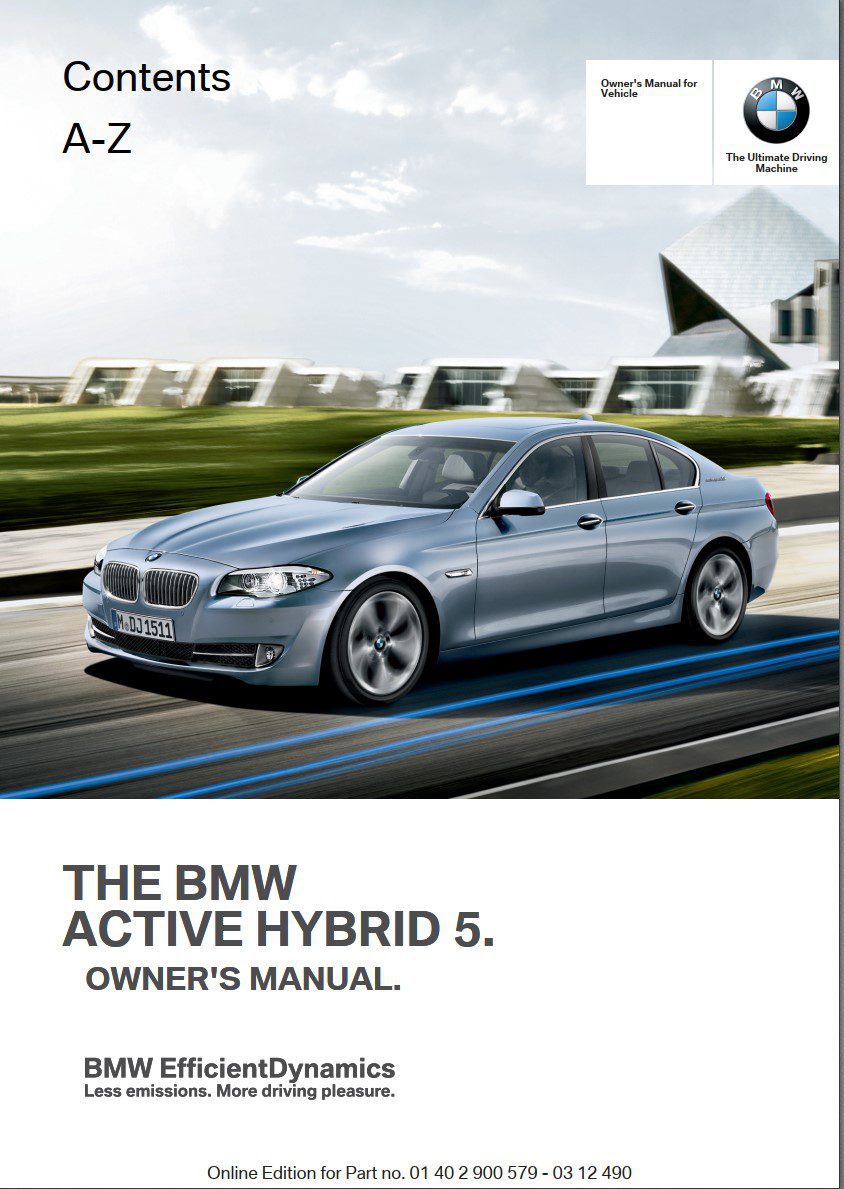 bmw activehybrid 5 owners manual