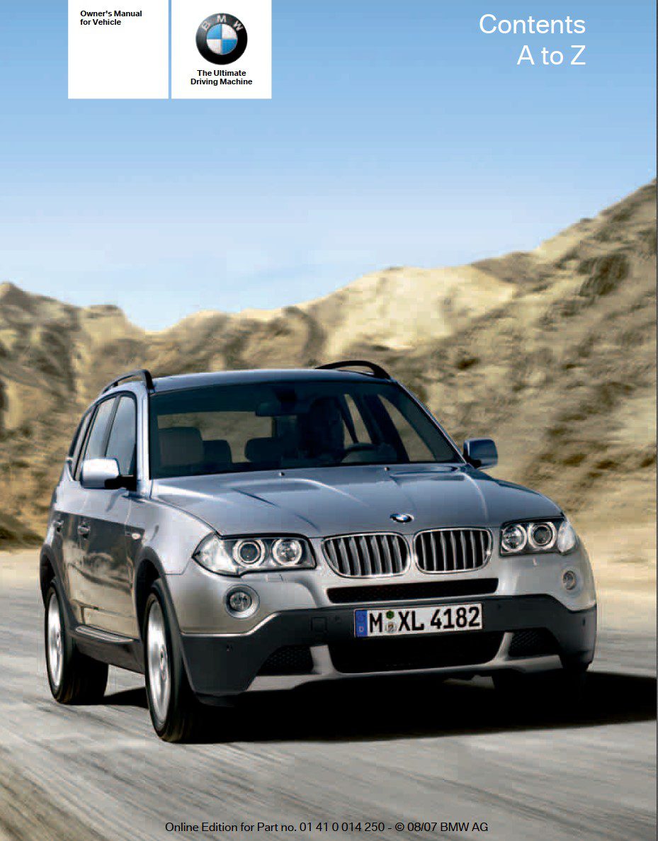 bmw x3 3.0si 2008 owners manual