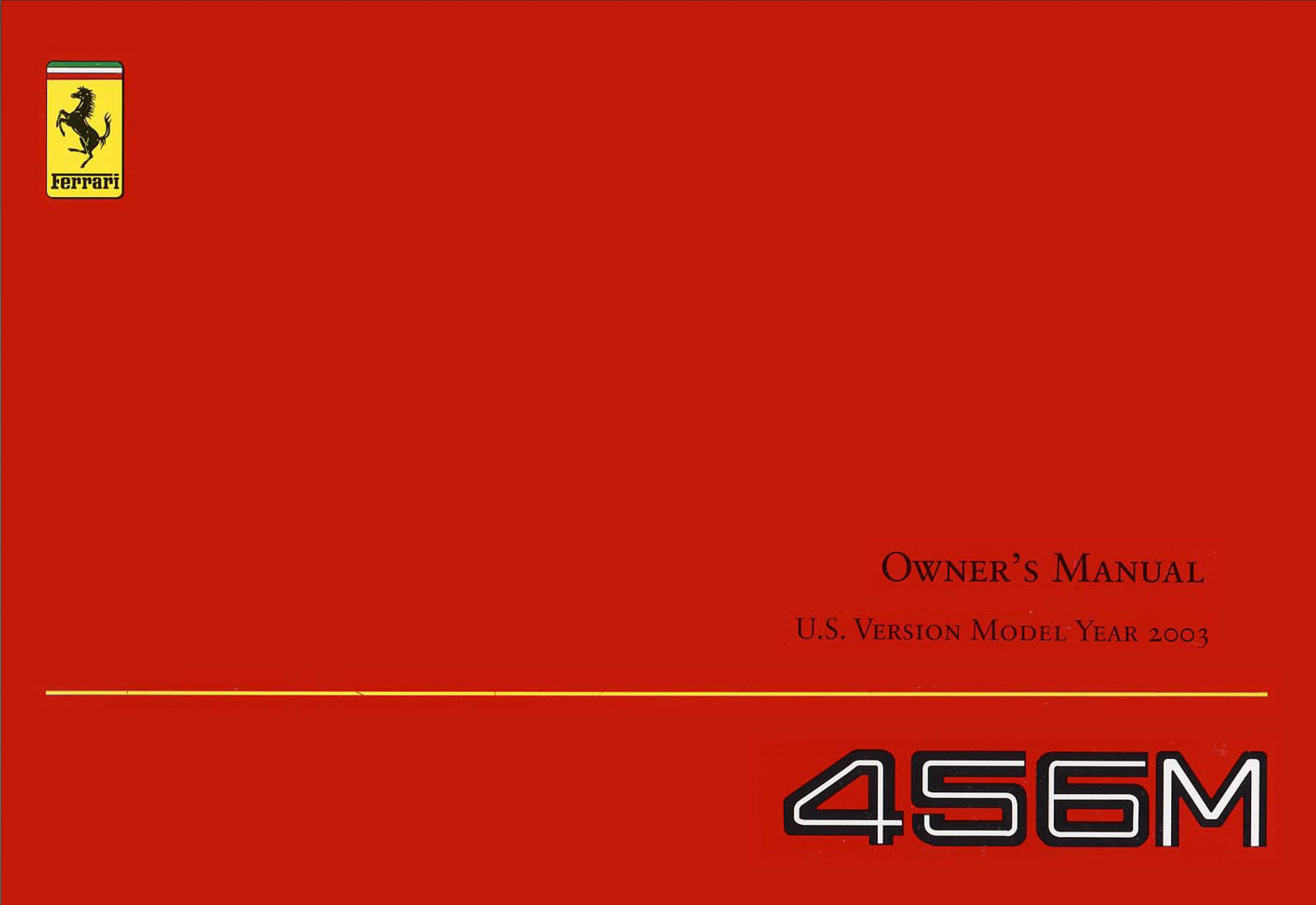 ferrari 456m gt & gta 2003 usa owners manual