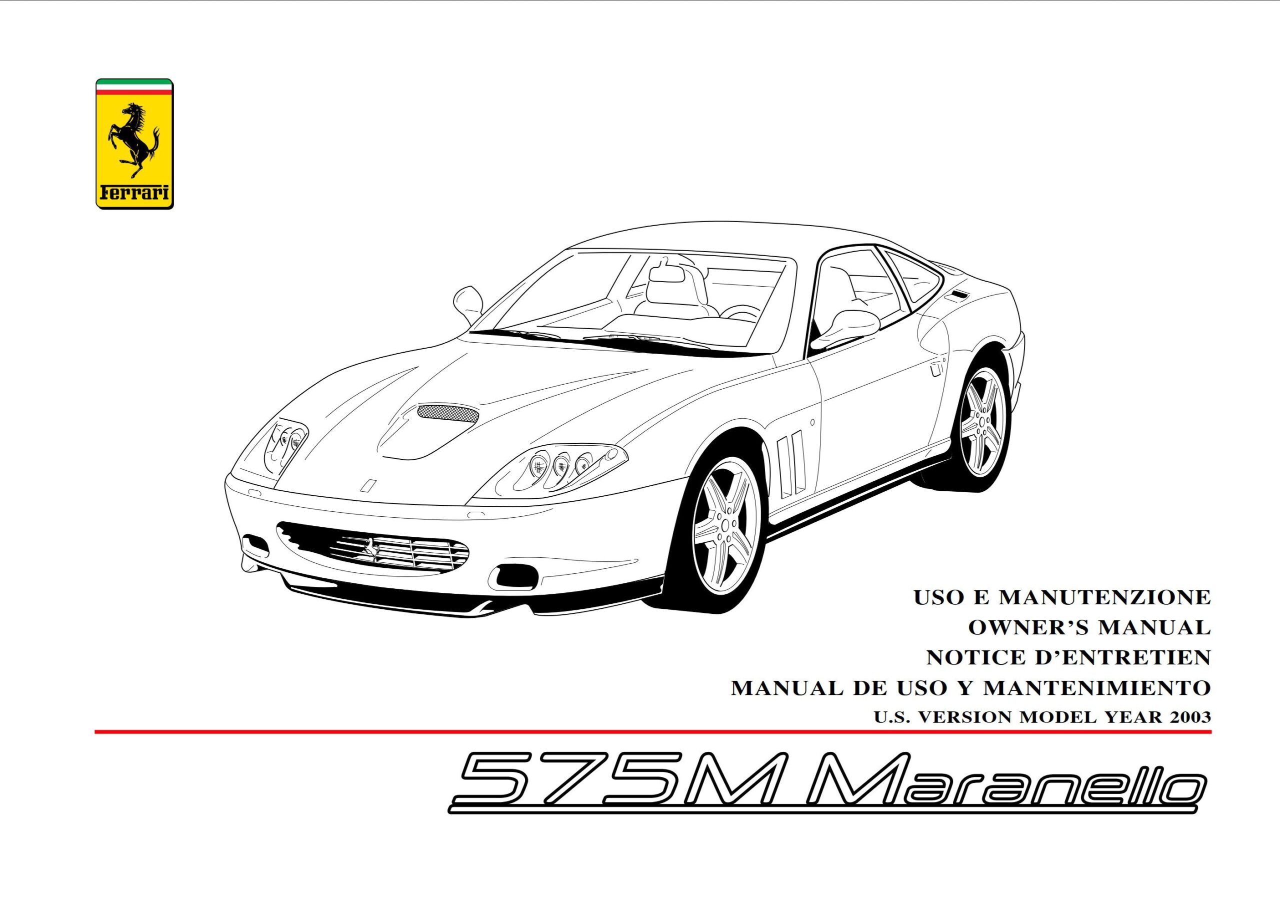 ferrari 575m maranello 2003 owners manual