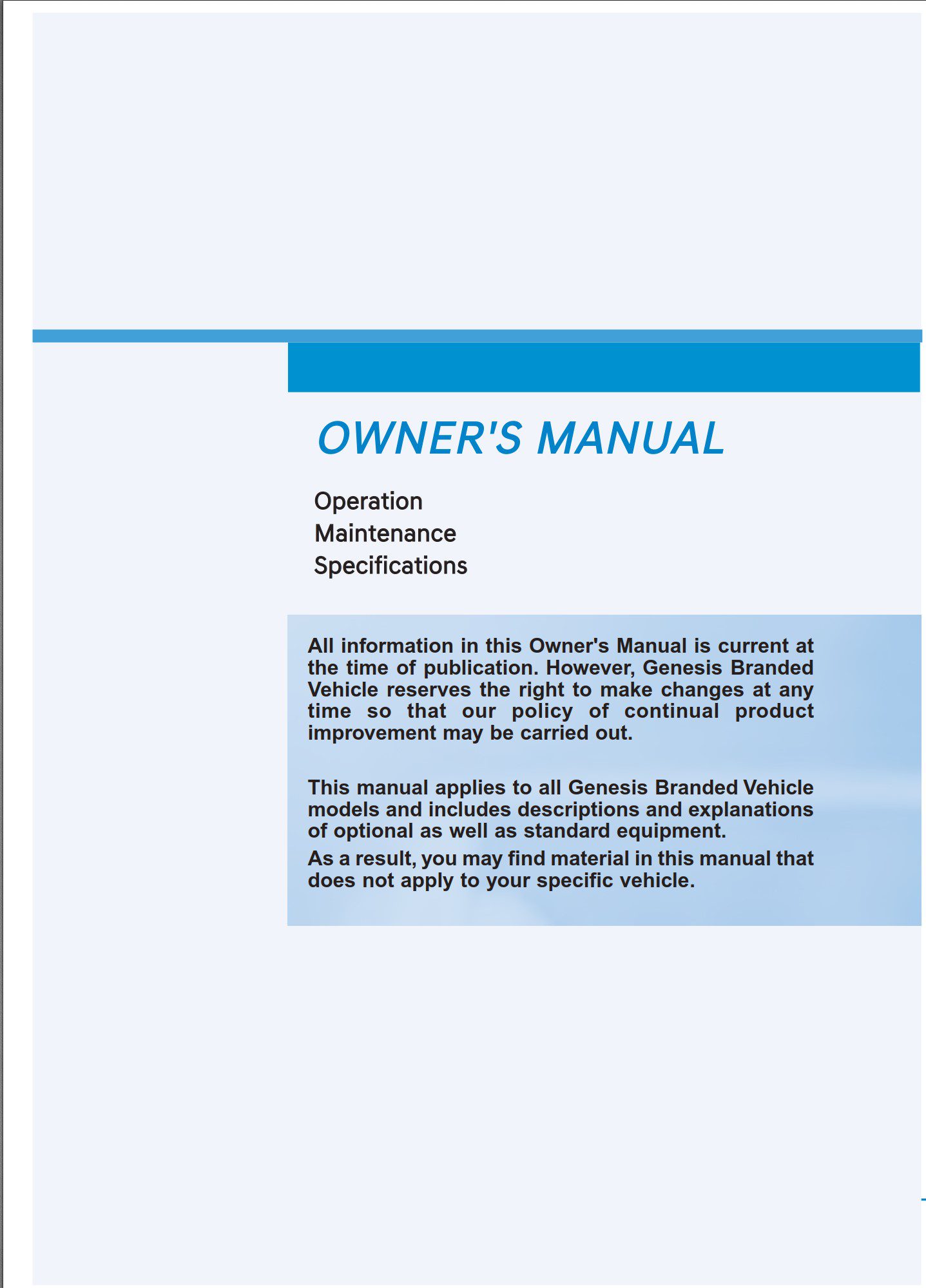 genesis g90 2020 owner's manual