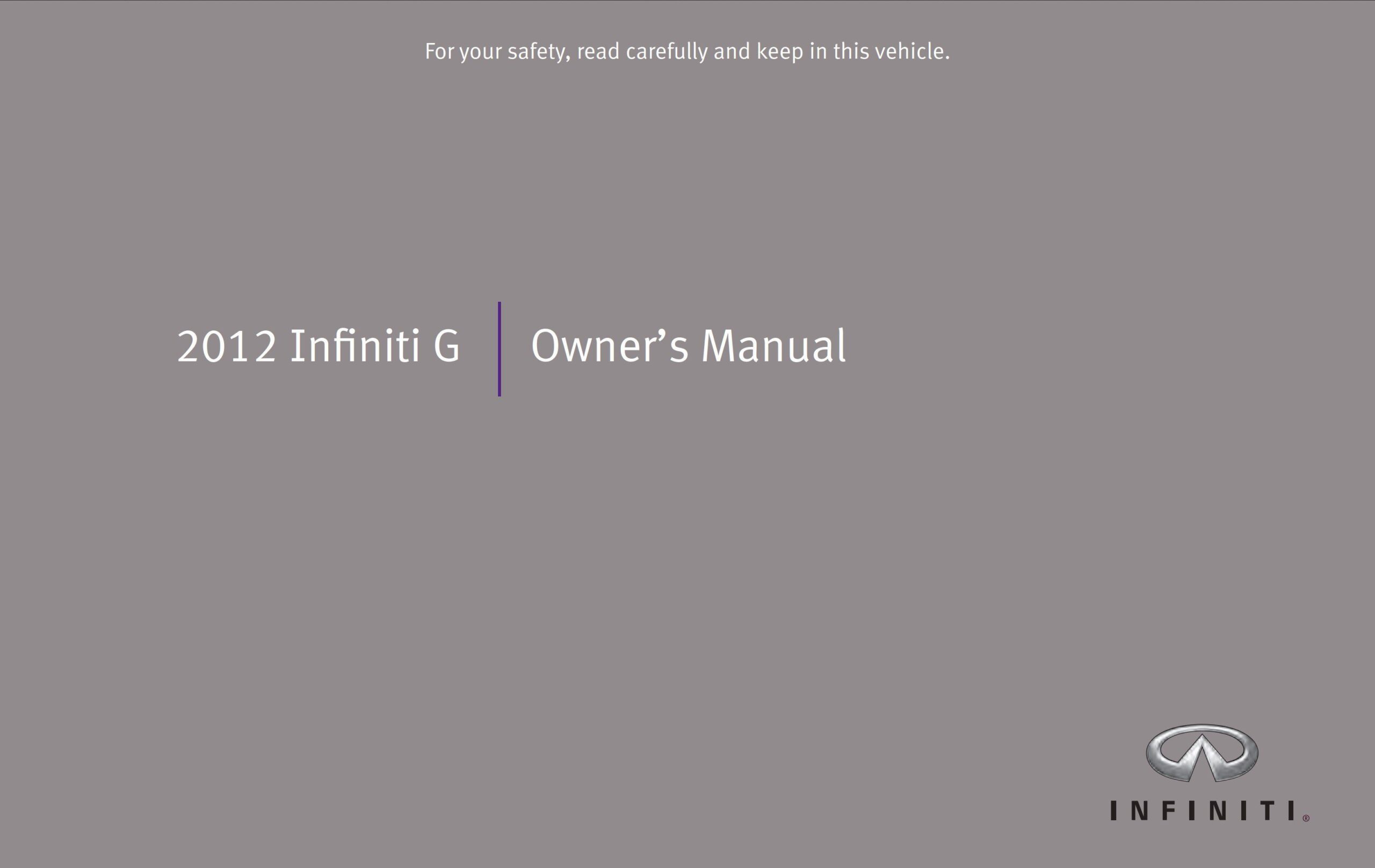 infiniti g sedan 2012 owner's manual