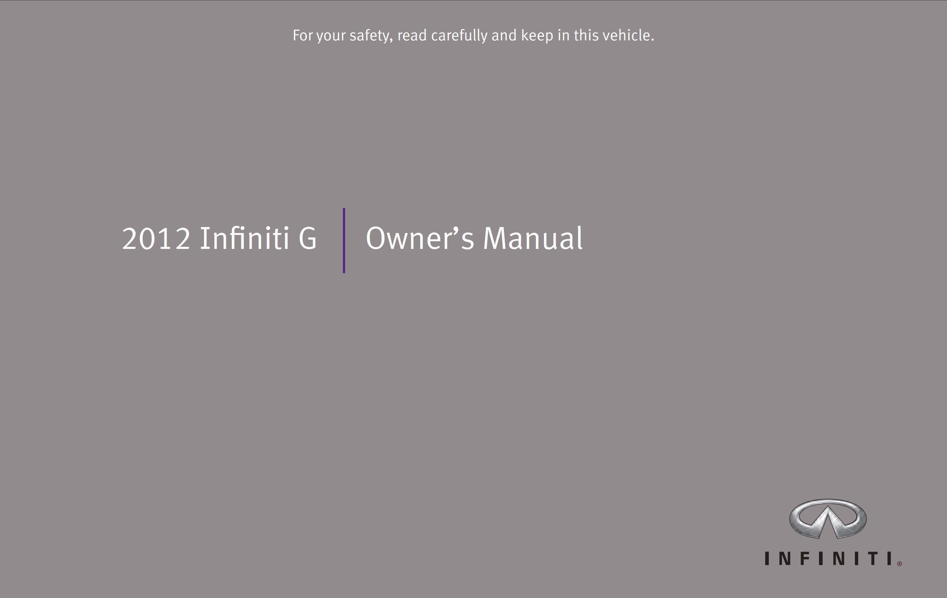infiniti g sedan 2012 owner's manual
