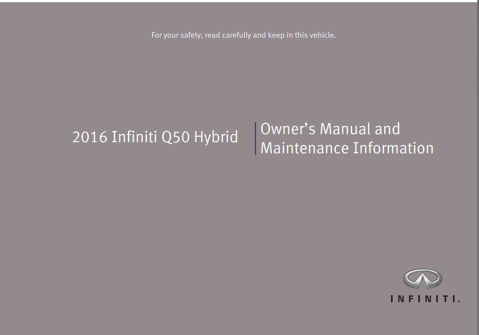 infiniti q50 hybrid 2016 owner's manual