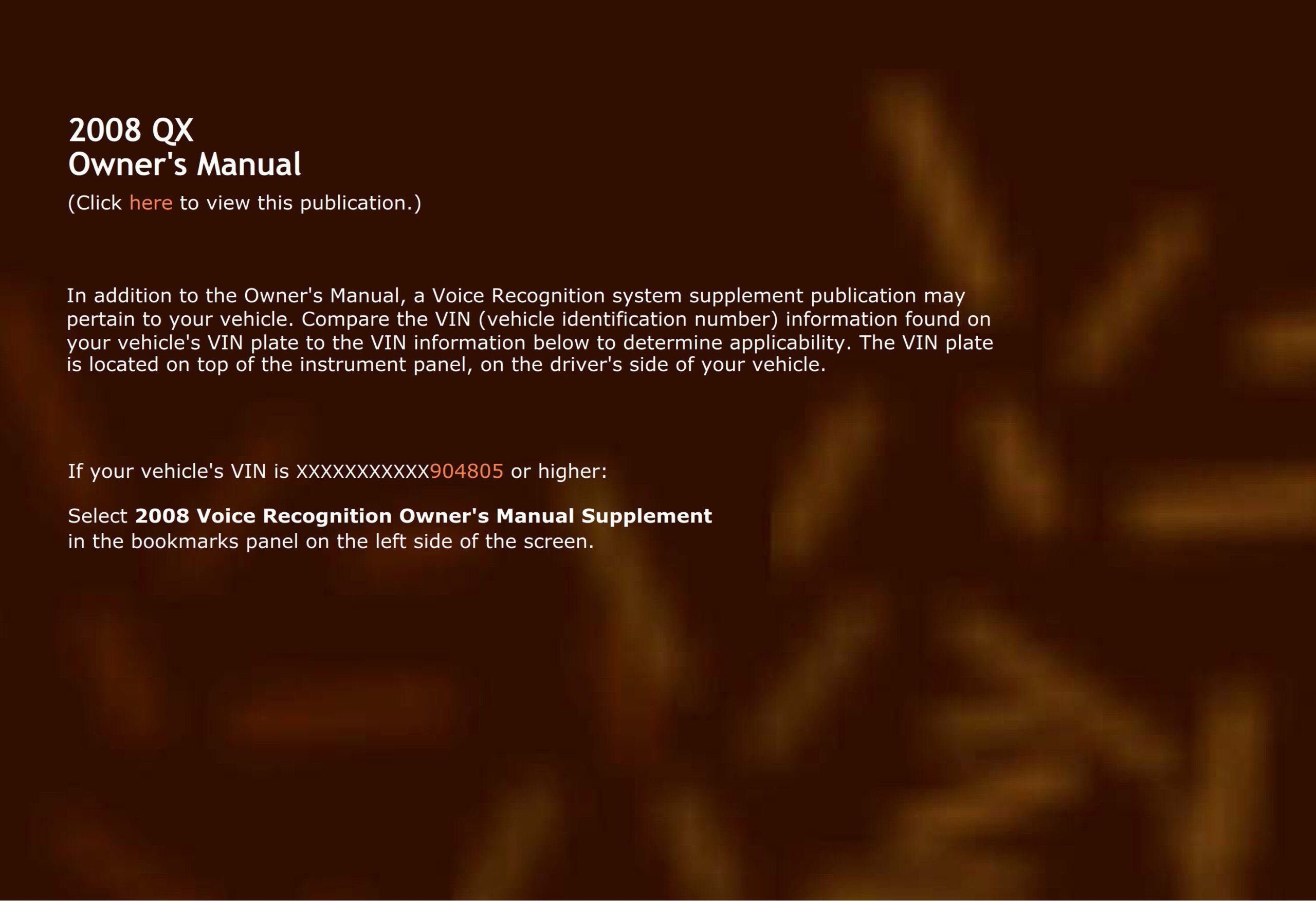 infiniti qx56 2008 owner's manual