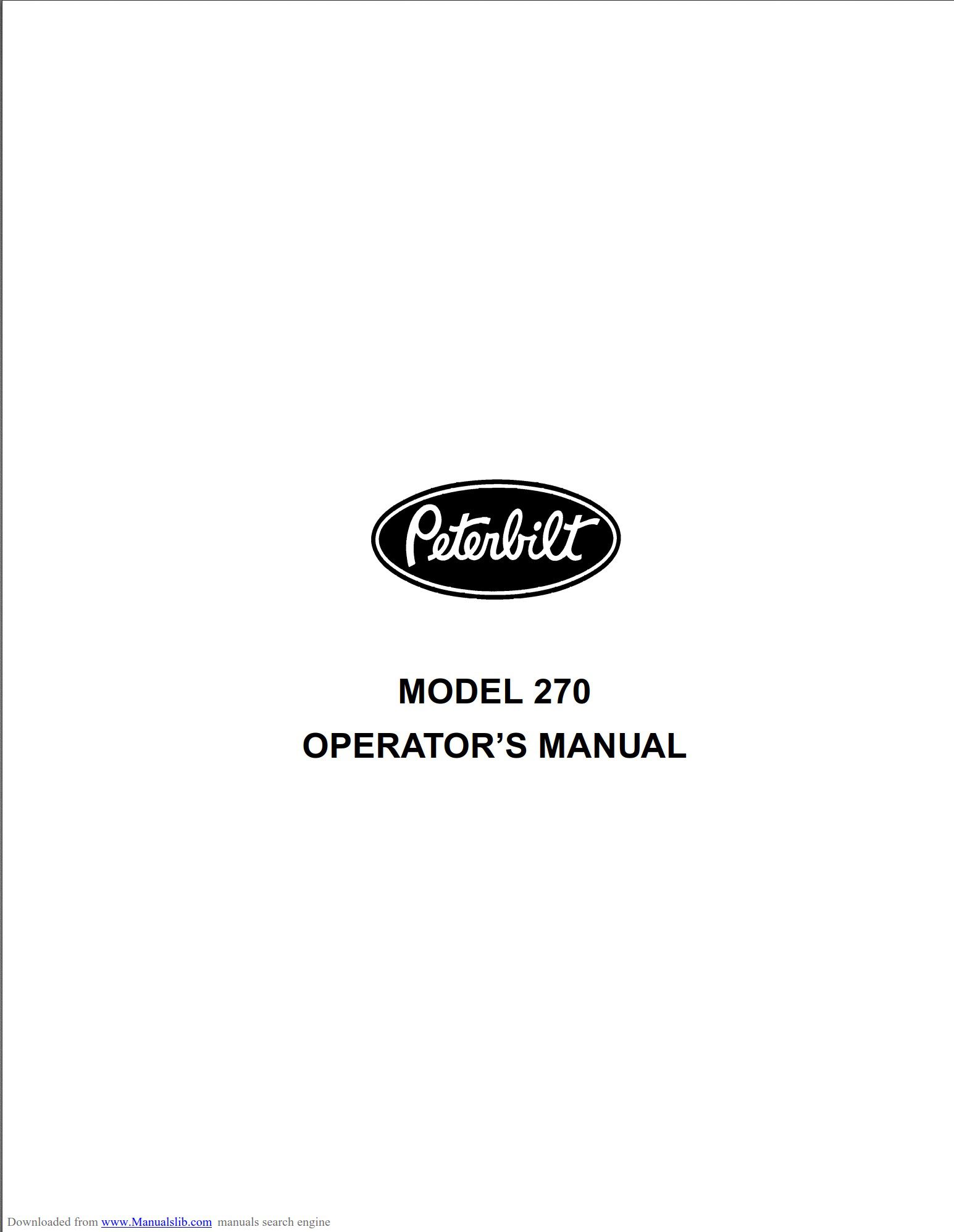 peterbilt 270 operator's manual