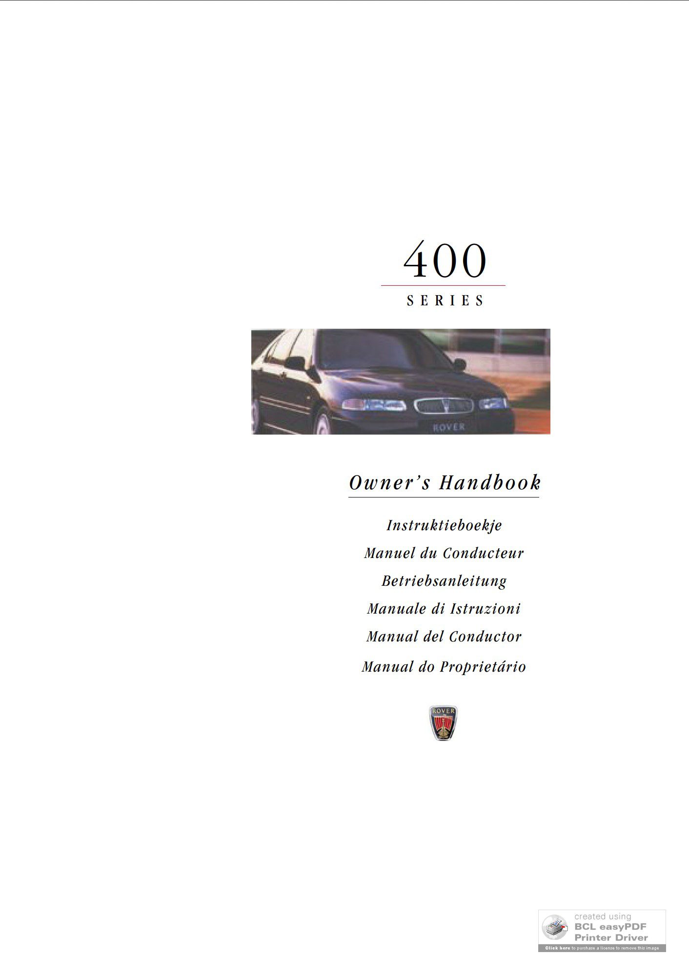 rover 400 owners manual