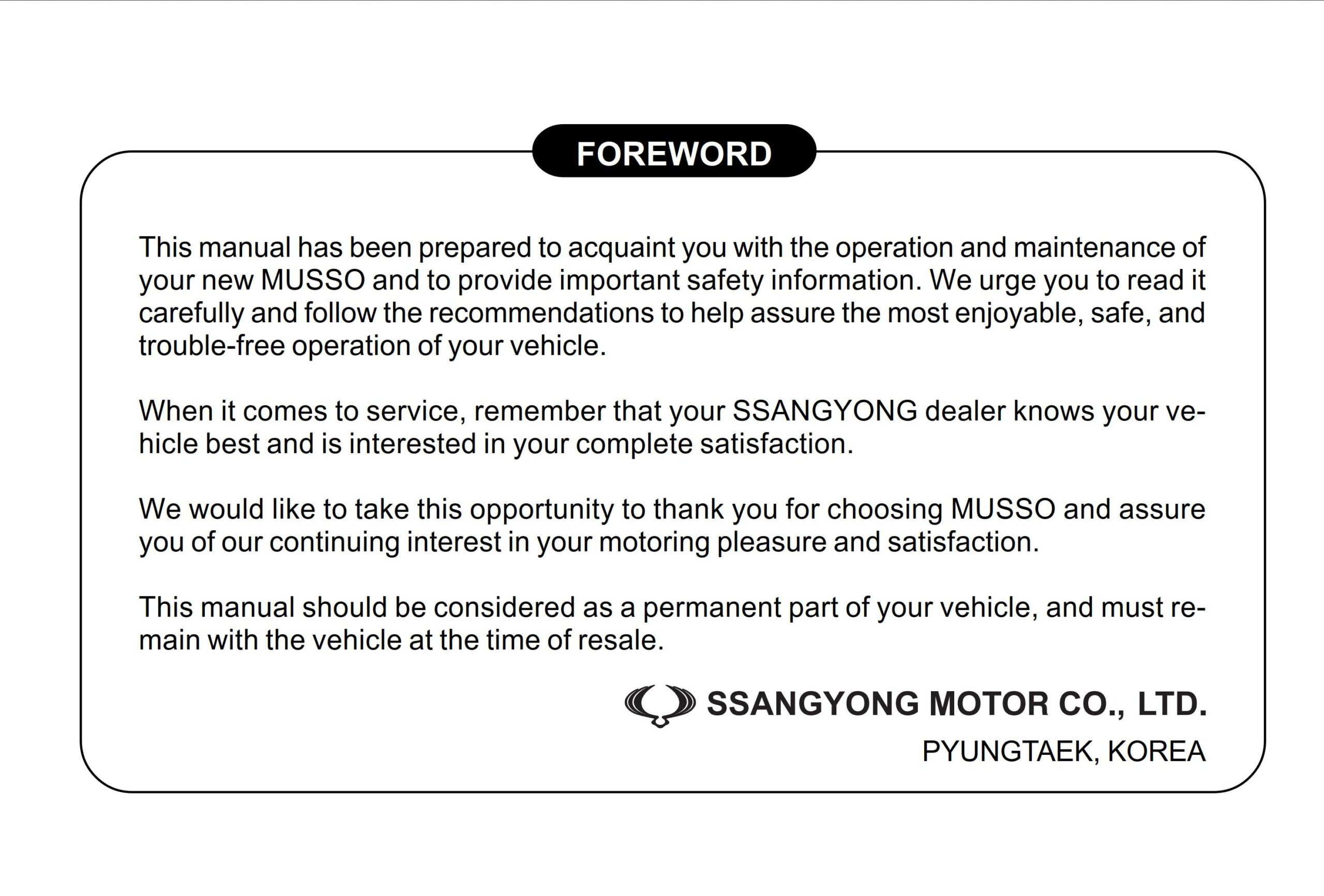 ssangyong musso owner manual