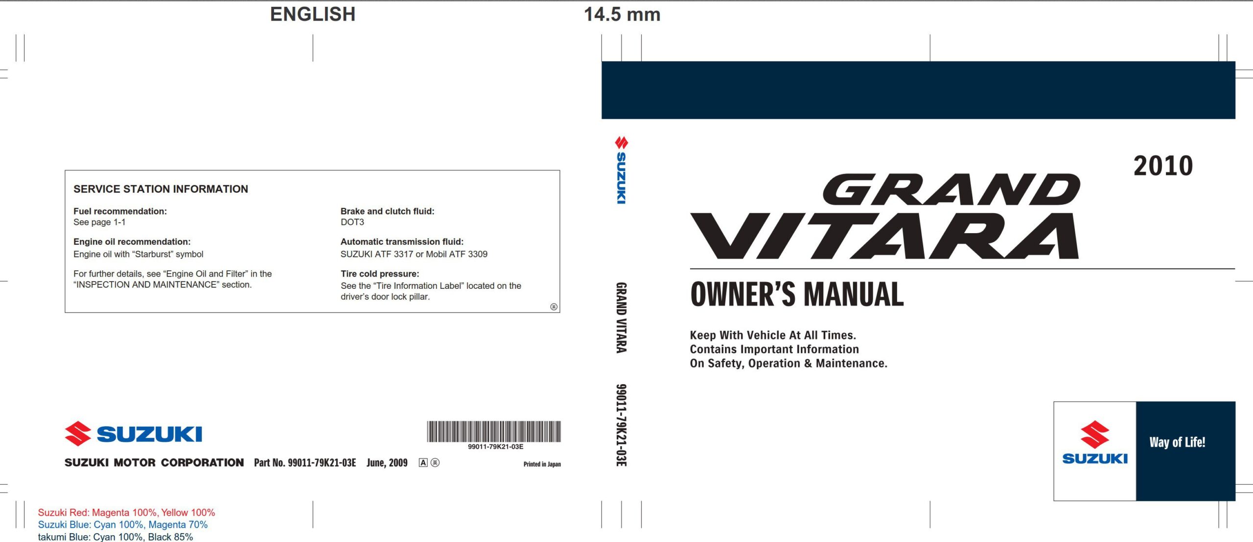 suzuki grand vitara 2010 owner's manual