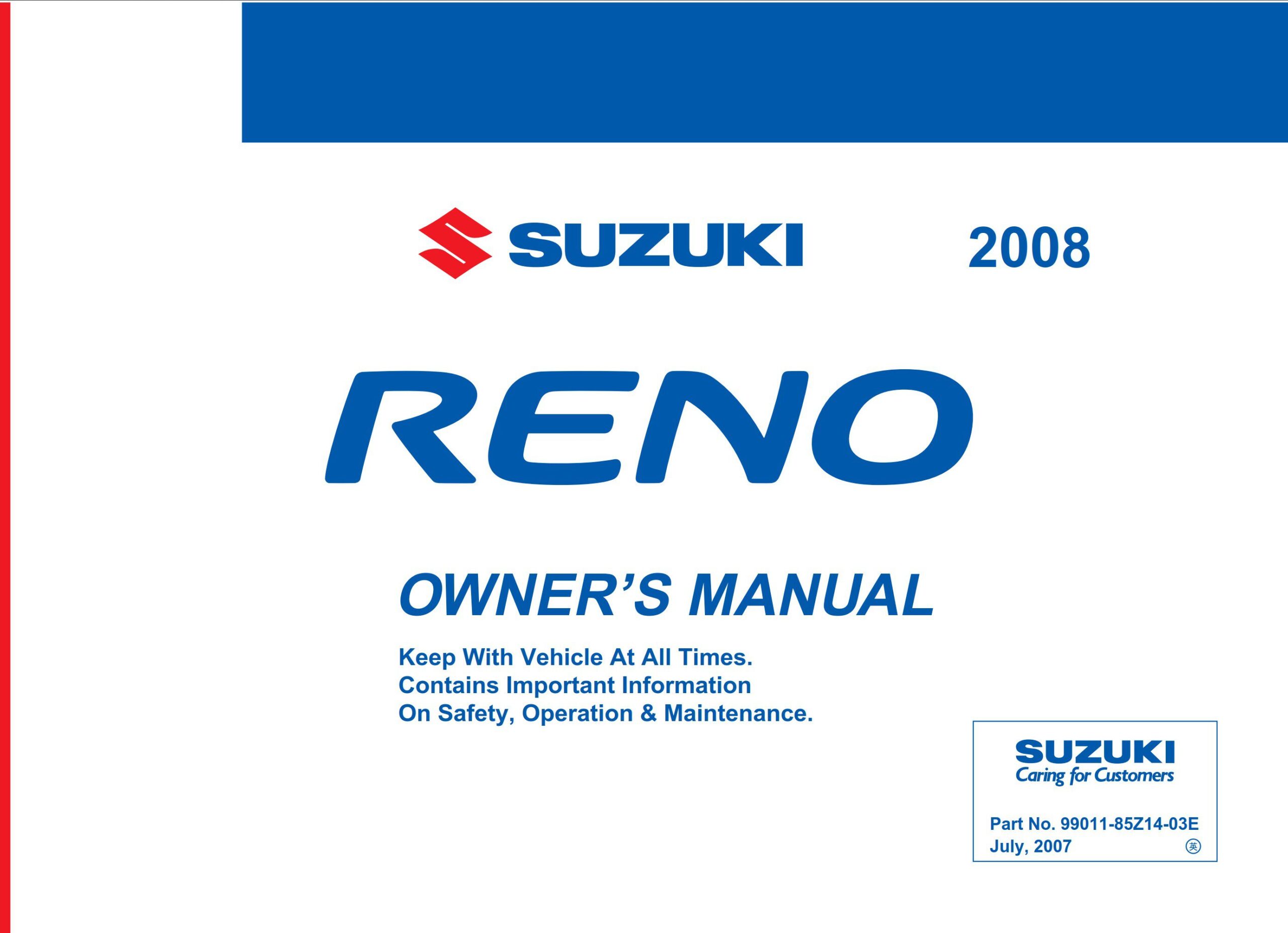 suzuki reno 2008 owner's manual