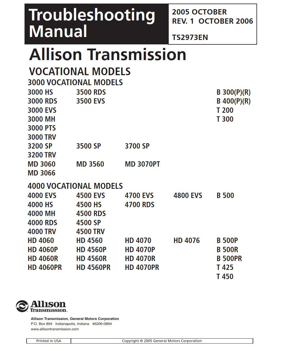 allison transmission ts2973en troubleshooting manual