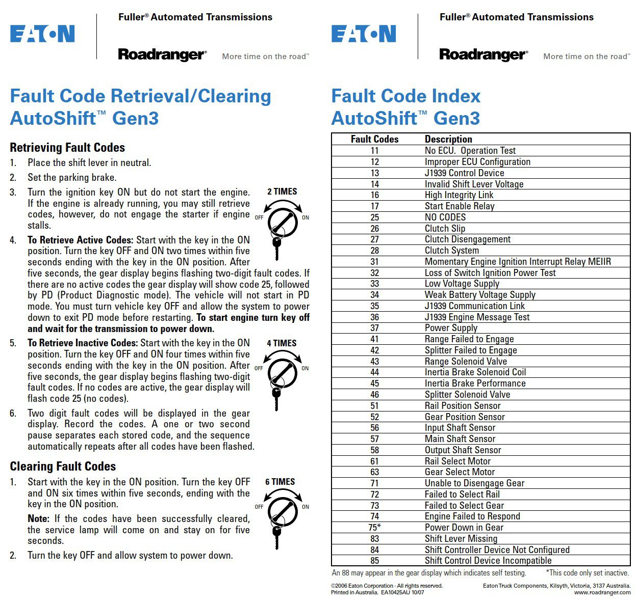 eaton fault code index autoshift gen3