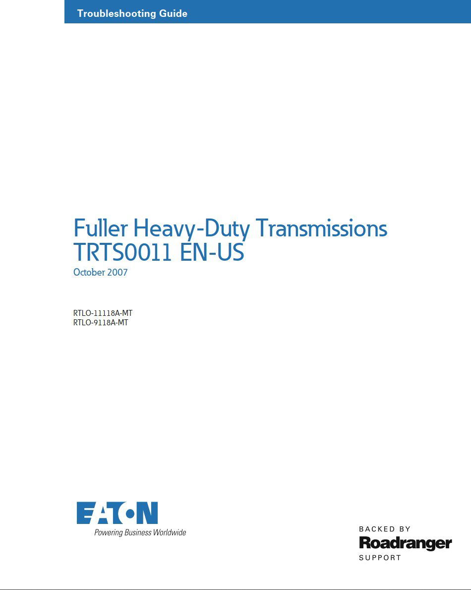 eaton rtlo 11118a mt and rtlo 9118a mt transmission service manual