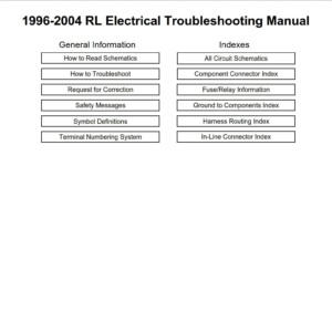 acura rl 1996 2004 electrical troubleshooting manual