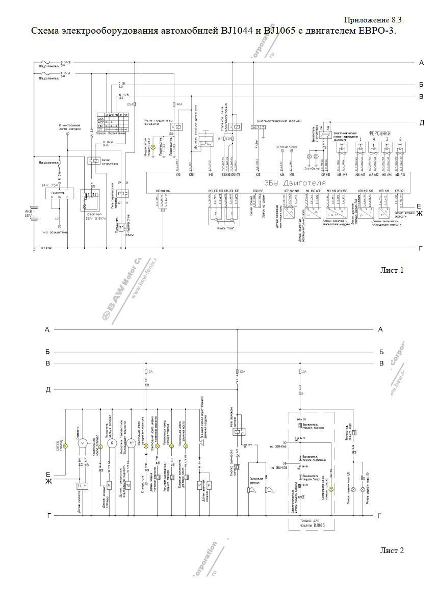 baw fenix bj1044, bj1065 wiring diagrams