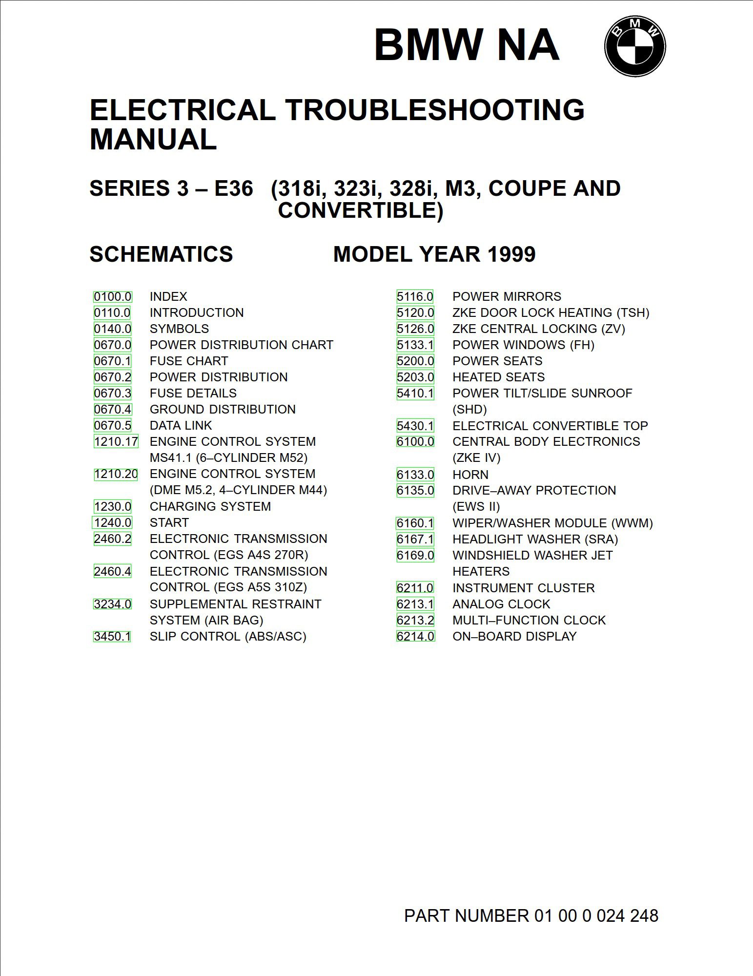 bmw 318is c 323is c 328is c m3 1999 electrical troubleshooting manual