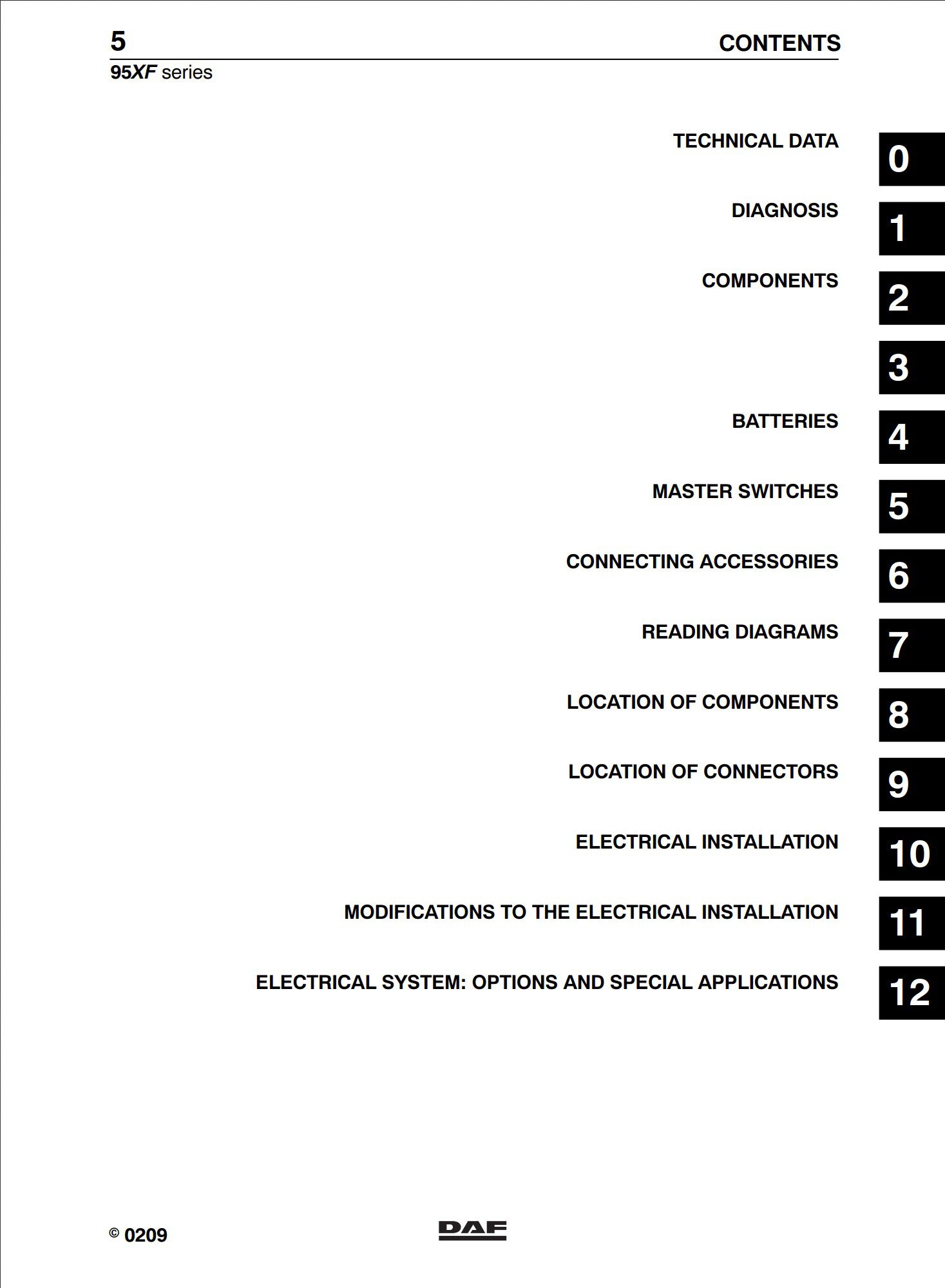 DAF 95XF Series Electrical Manual + Wiring Diagram: Comprehensive