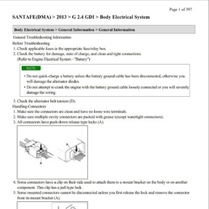 hyundai santa fe (dma) 2013 g 2.4 gdi body electrical system
