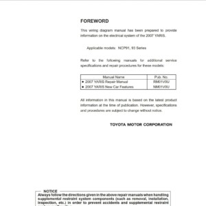 toyota yaris 2007 electrical wiring diagram