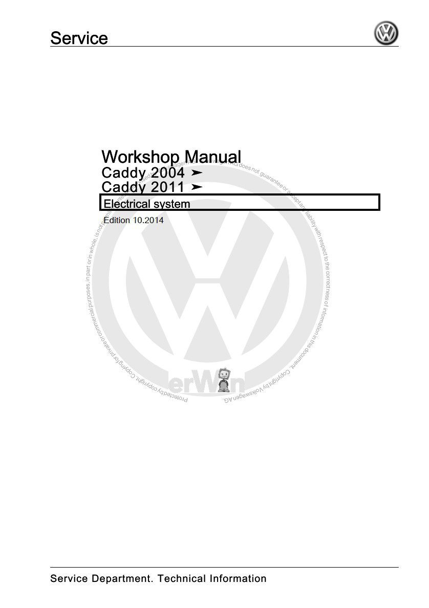 volkswagen caddy 2004 2011 workshop manual electrical systems