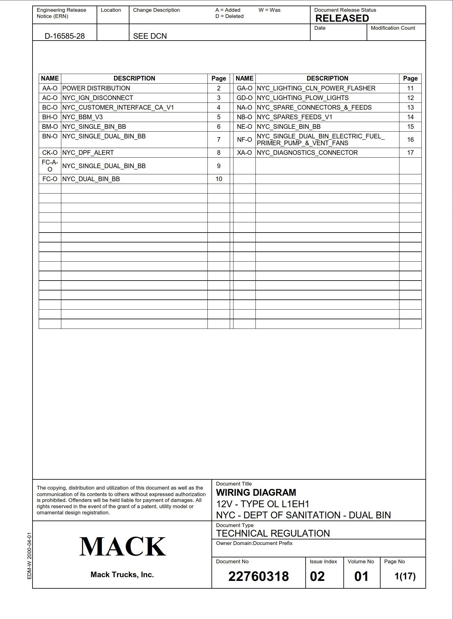 wiring diagram 12v type ol l1eh1 nyc dept of sanitation dual bin