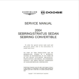chrysler stratus 2004 workshop manual