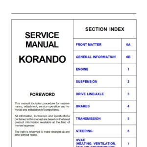 daewoo korando workshop manual