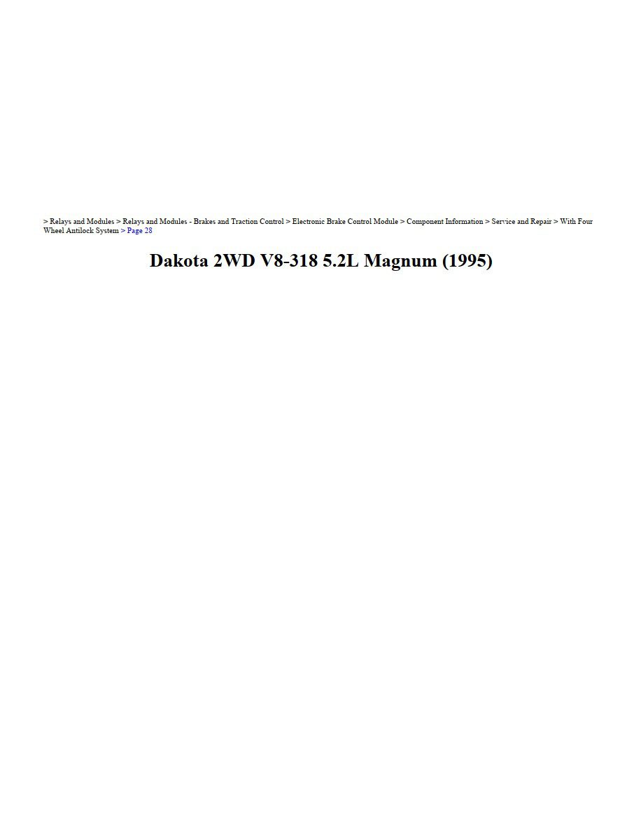 dodge dakota 1995 2wd v8 5.2l workshop manual