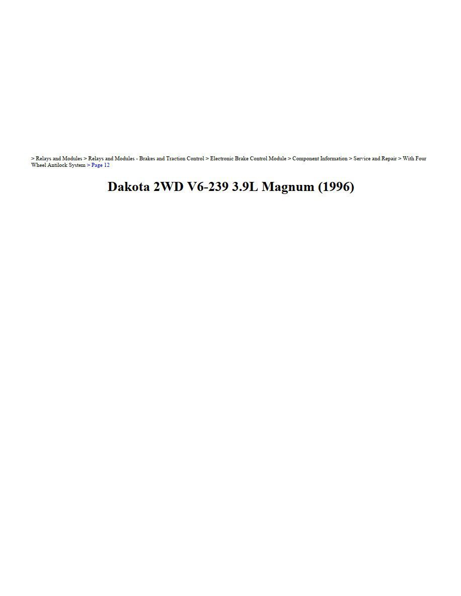 dodge dakota 1996 2wd v6 3.9l workshop manual