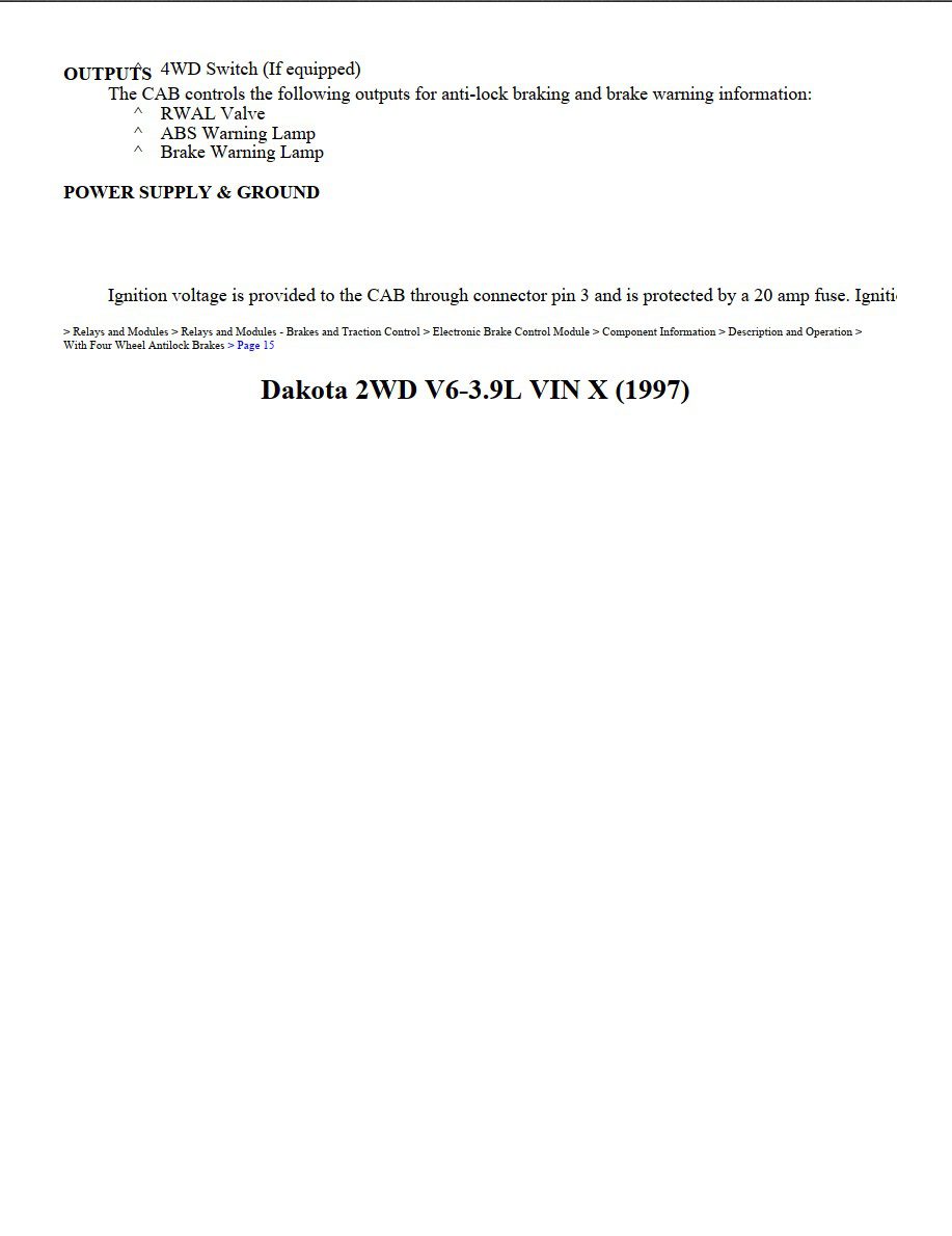 dodge dakota 1997 3.9l workshop manual