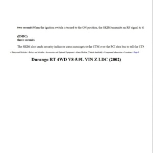 dodge durango 2002 rt 4wd 5.9l vin z ldc workshop manual