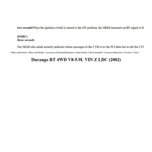 dodge durango 2002 rt 4wd v8 5.9l workshop manual