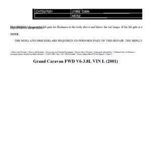 dodge grand caravan 2001 3.8l workshop manual