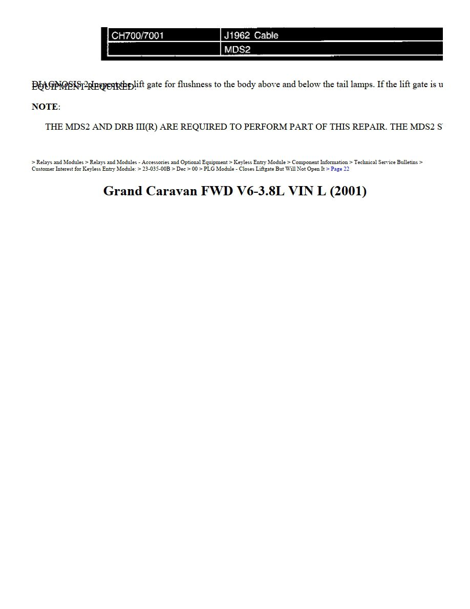 dodge grand caravan 2001 3.8l workshop manual