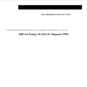 dodge magnum 1995 4x4 pickup v8 5.2l workshop manual