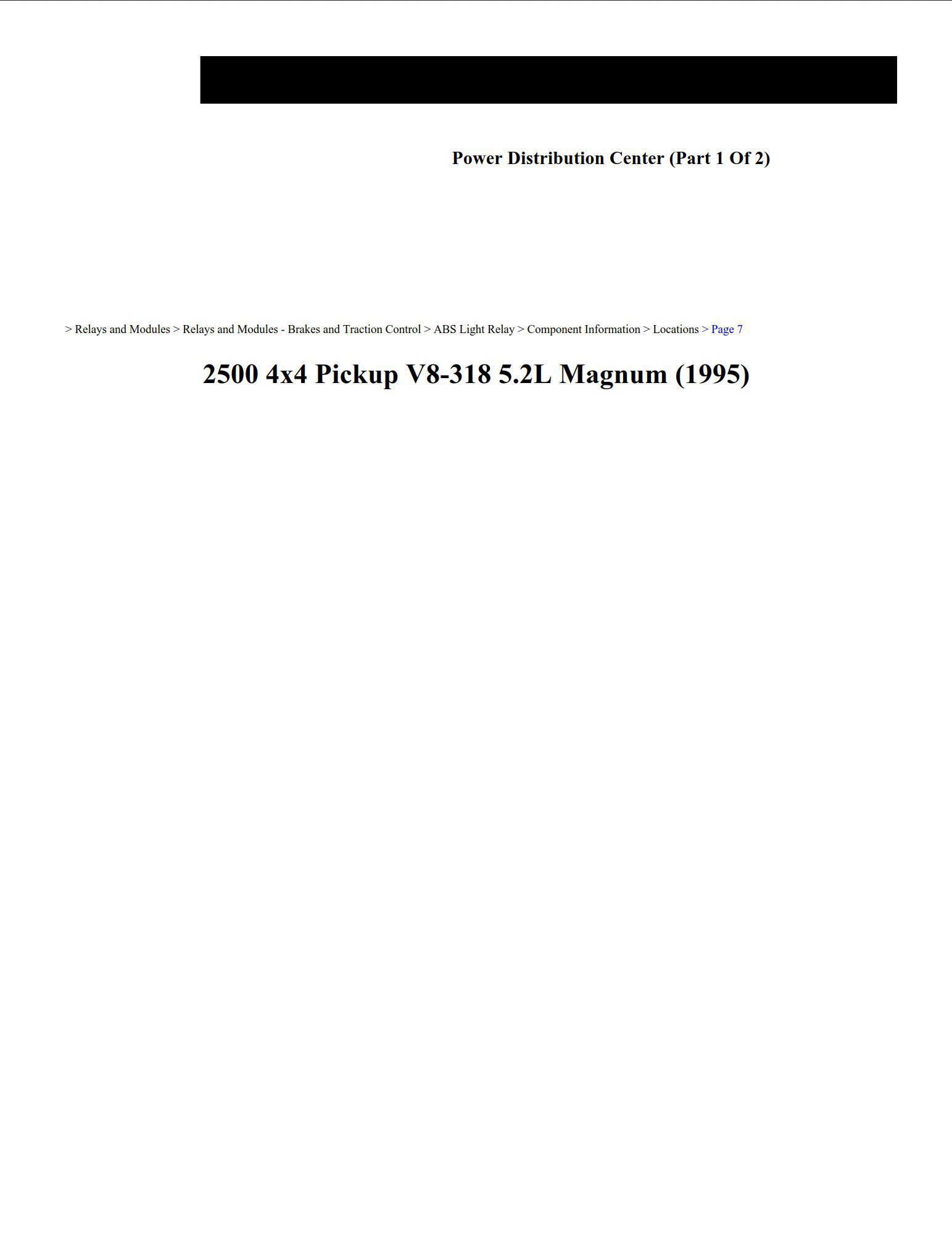 dodge magnum 1995 4x4 pickup v8 5.2l workshop manual
